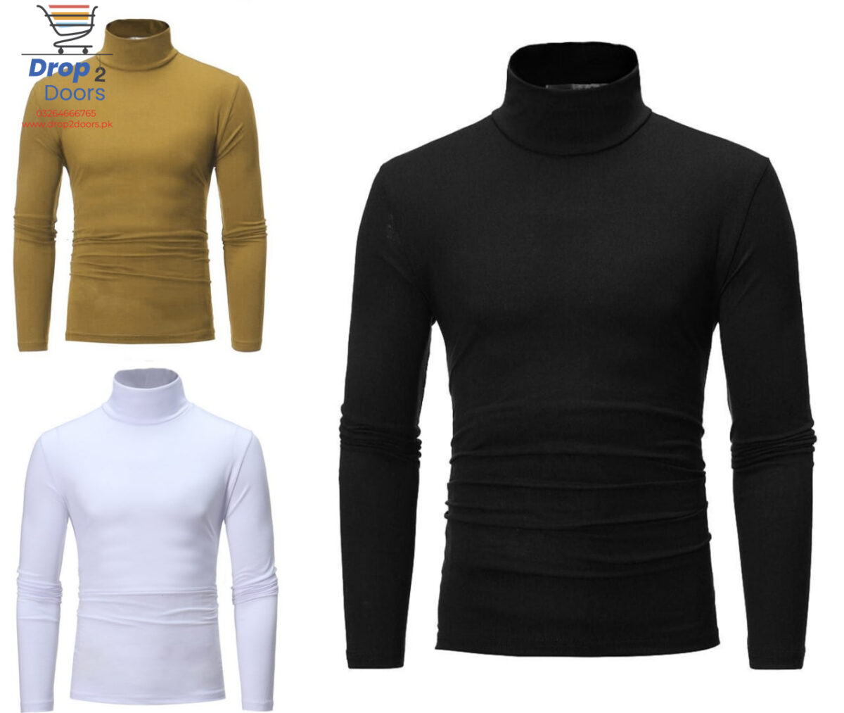 Pack Of Three MensWomens Winter Warm Long Sleeve High Neck Pullover Top