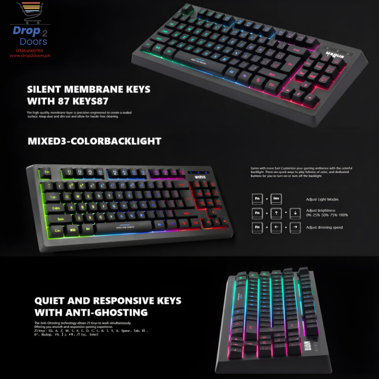 Marvo Scorpion K607 Membrane Gaming Keyboard With 3 RGB Lighting Effects