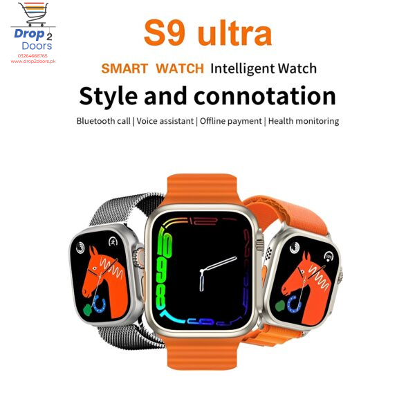 Smart Watch S9 Ultra Bluetooth Call Heart Rate Fitness Tracker With 3 Straps