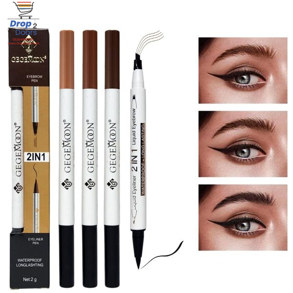 Gegemoon Waterproof 2 In 1 Long Lasting Liquid Eyeliner & Liquid Eyebrow Pencil