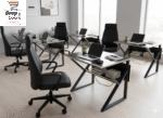 Modern Executive Study & Office Desk – Glossy Black & Gold